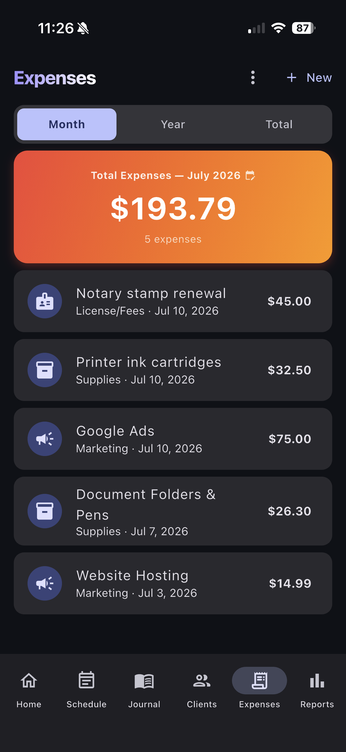 Expense Tracking